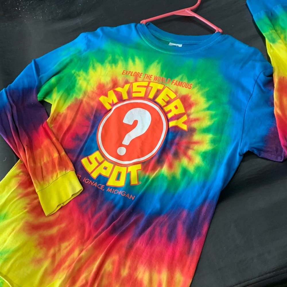 Mystery Spot long sleeve T-shirt adult M tie dye cotton